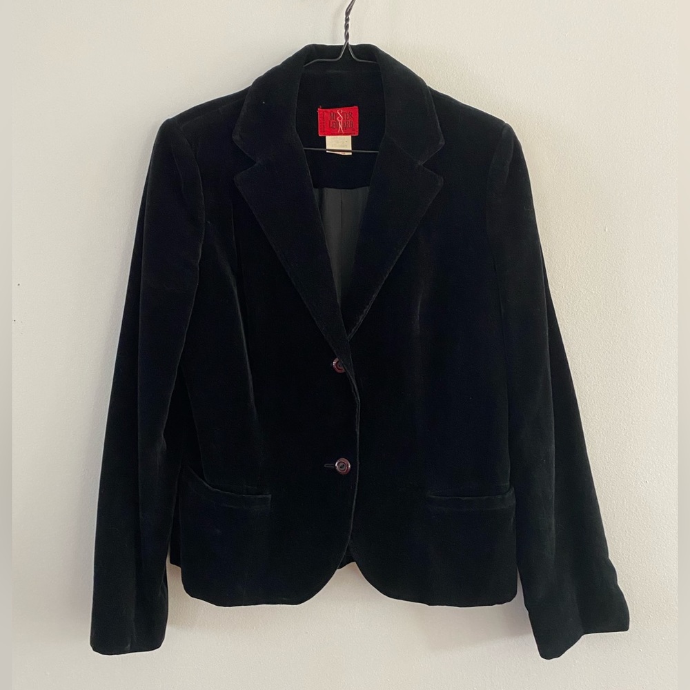 Vintage 60s/70s Black Velvet Cotton Blazer - Made in Canada